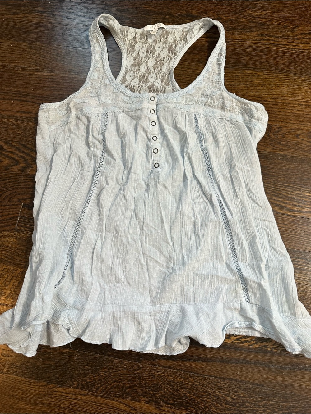 2010s Light Blue Lace-Back dELiA’s Tank Top